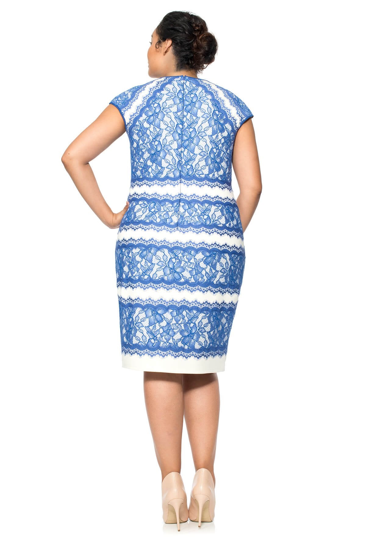 Neoprene and Lace Cap Sleeve Dress - PLUS SIZE