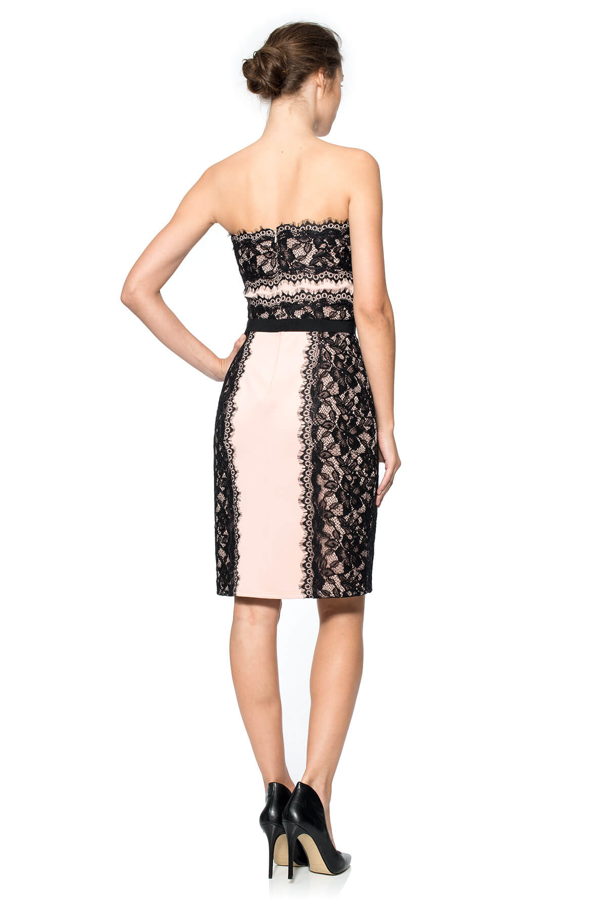 Neoprene and Lace Strapless Sheath