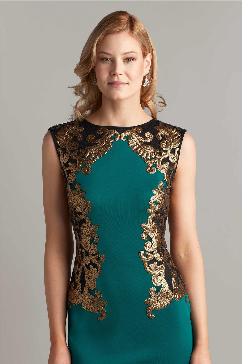 Tadashi Shoji - Neoprene and Paillette Embroidered Sheath - Detail