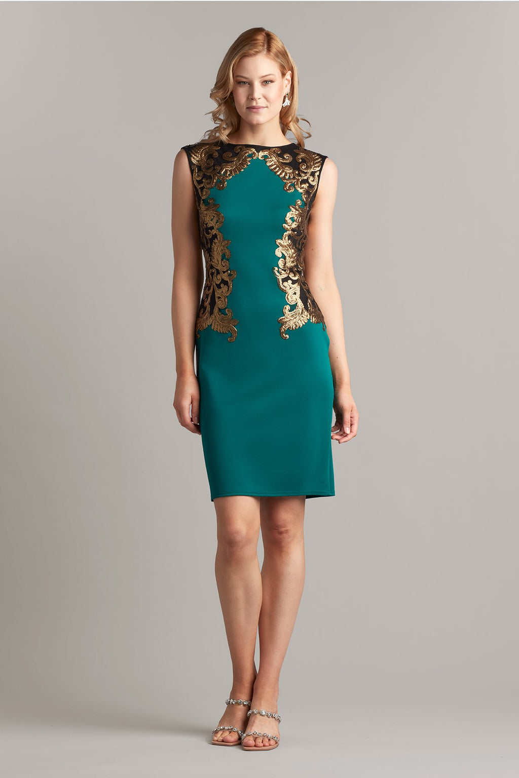 Tadashi Shoji - Neoprene and Paillette Embroidered Sheath - Detail