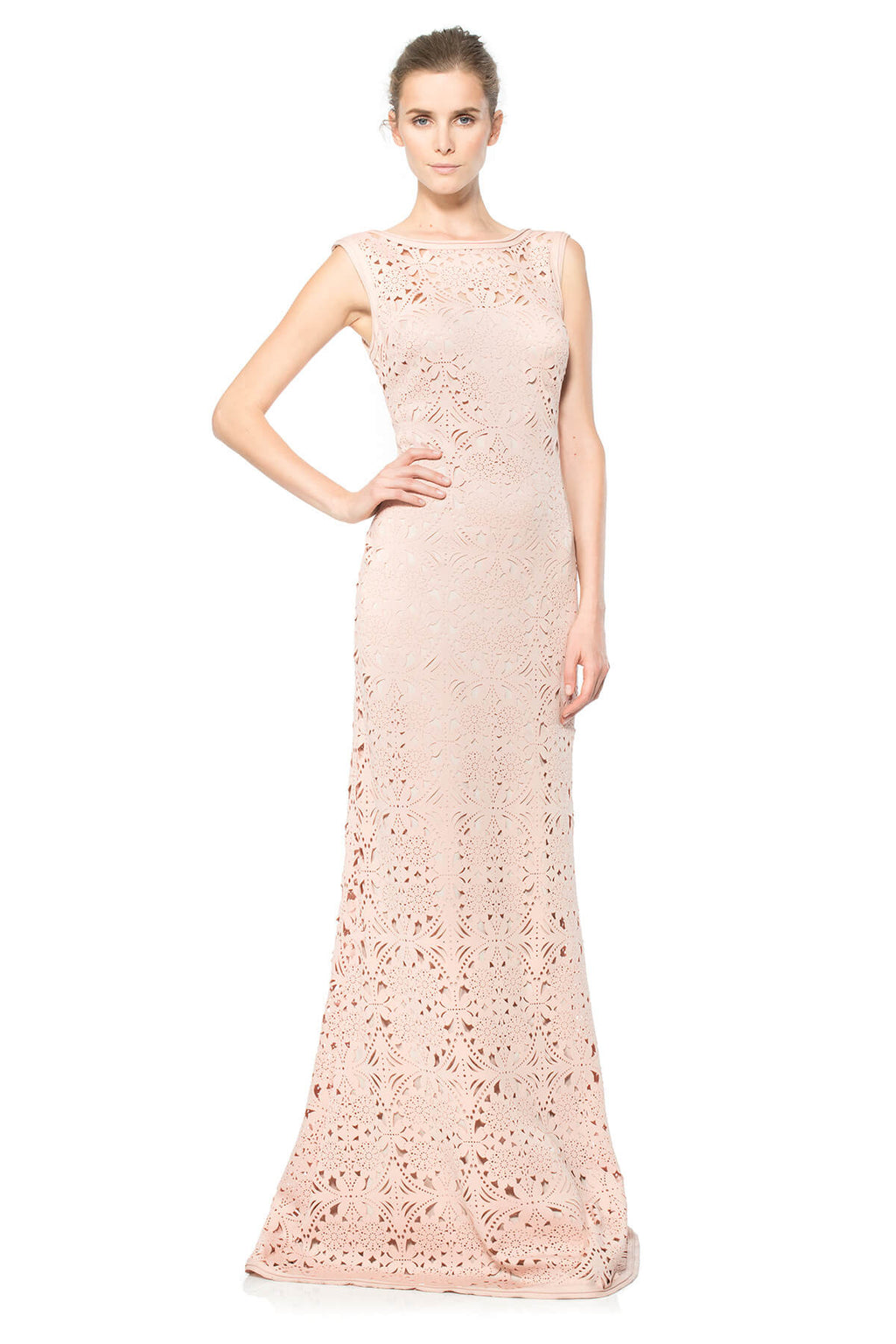 Laser Cut Neoprene Boatneck Gown