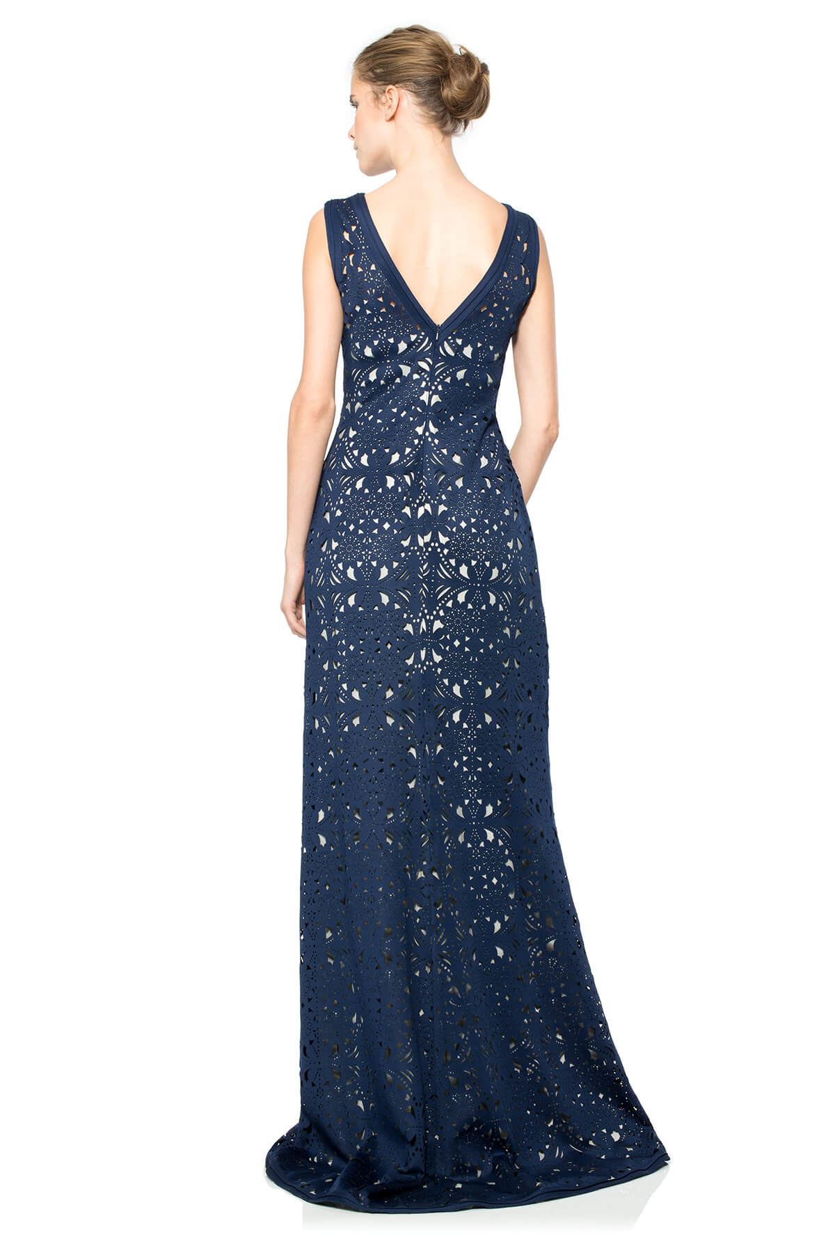 Laser Cut Neoprene Boatneck Gown