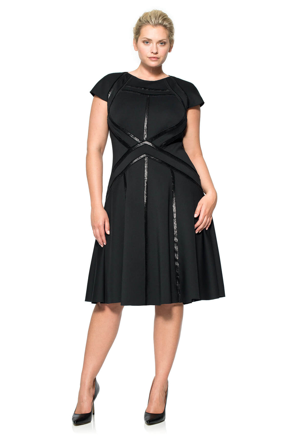 Neoprene A-Line Dress with Paillette Detail