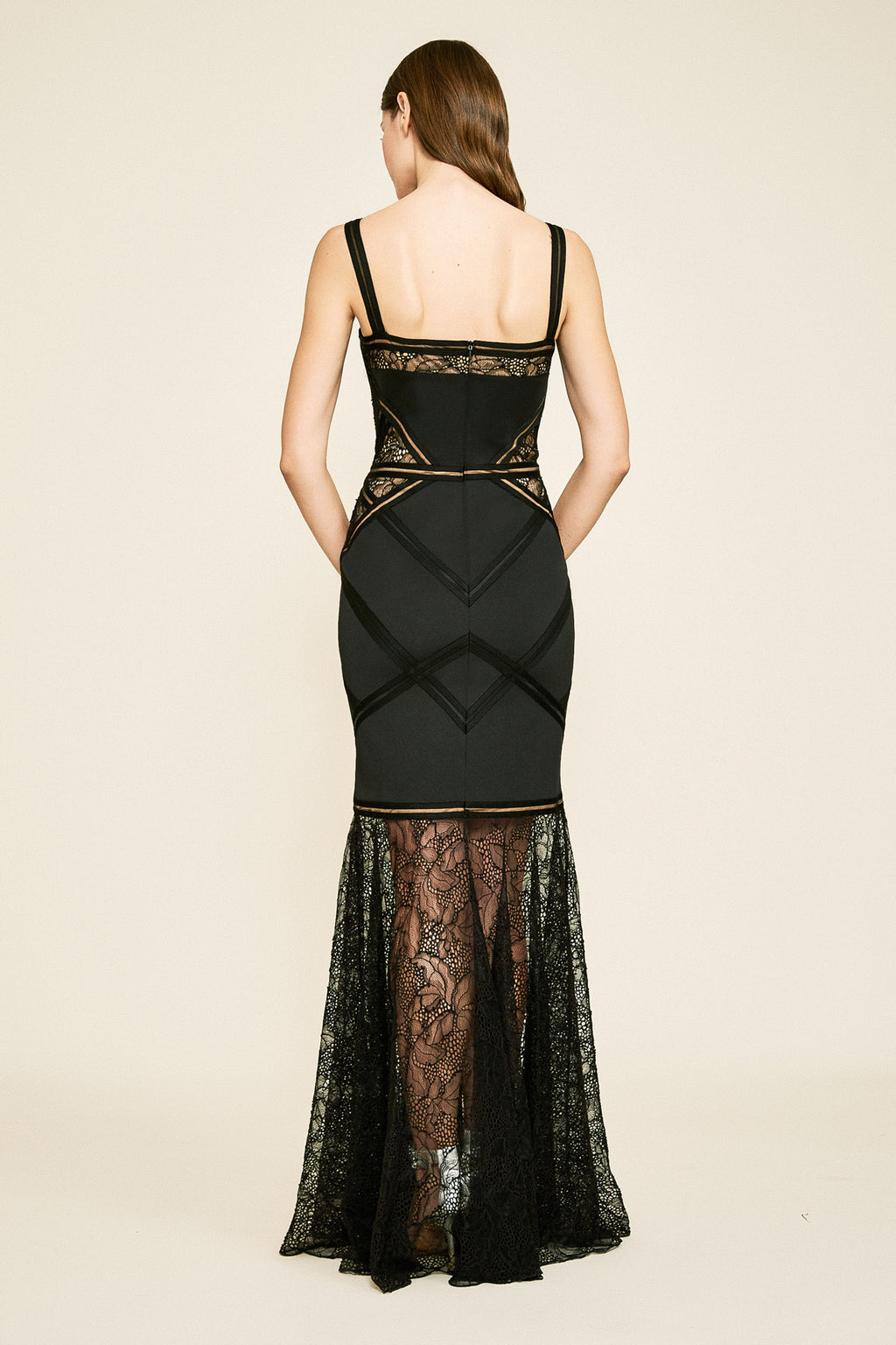 Tadashi Shoji - Jelena Neoprene & Lace Strap Gown