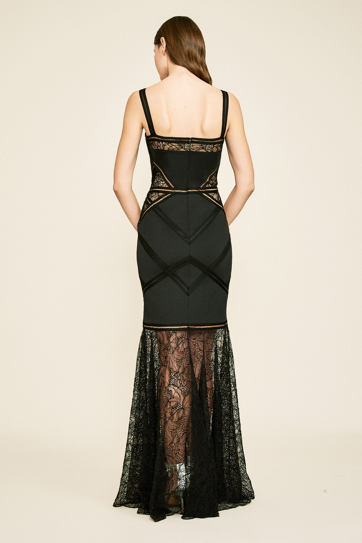 Tadashi Shoji - Jelena Neoprene & Lace Strap Gown