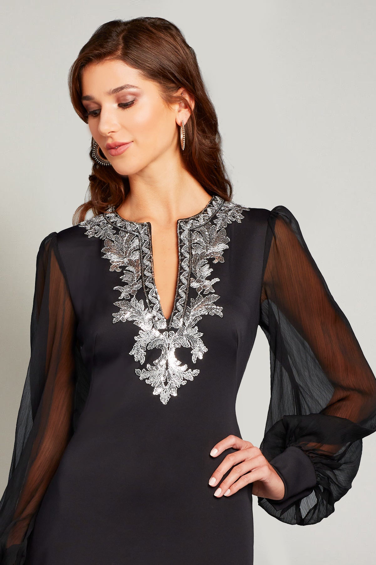 Berch Long-Sleeve Neoprene Sequin Dress