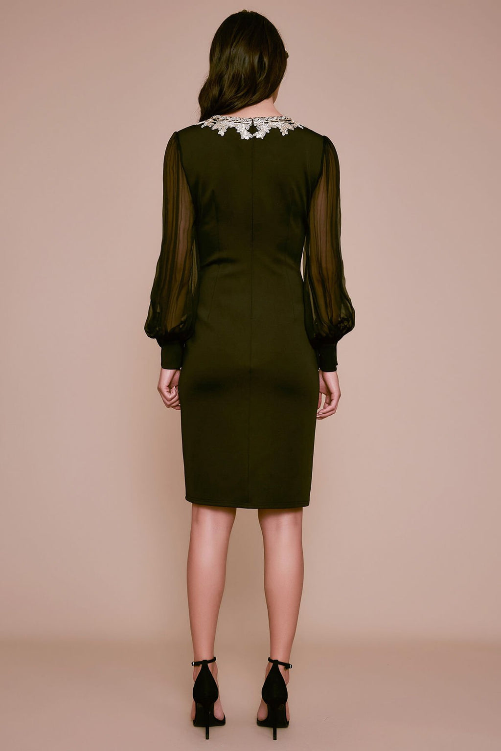 Berch Long-Sleeve Neoprene Sequin Dress