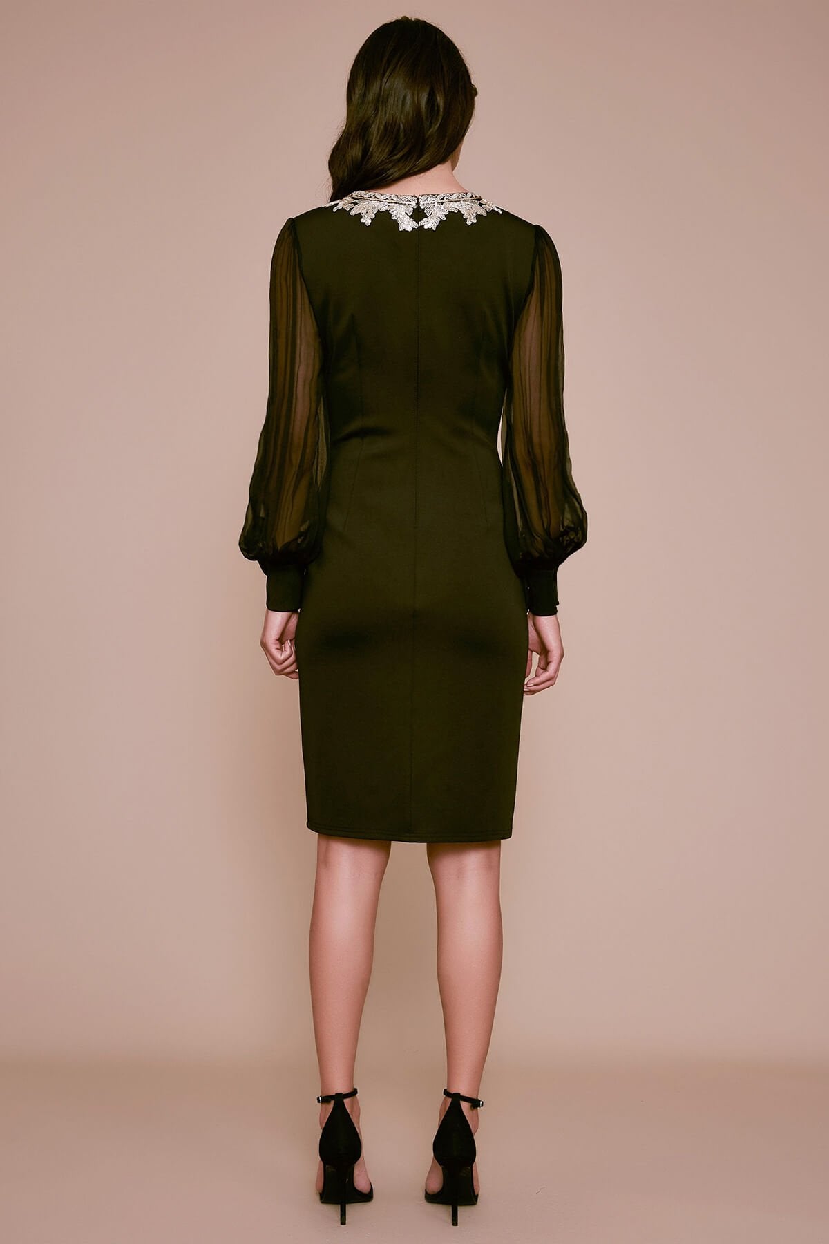 Berch Long-Sleeve Neoprene Sequin Dress