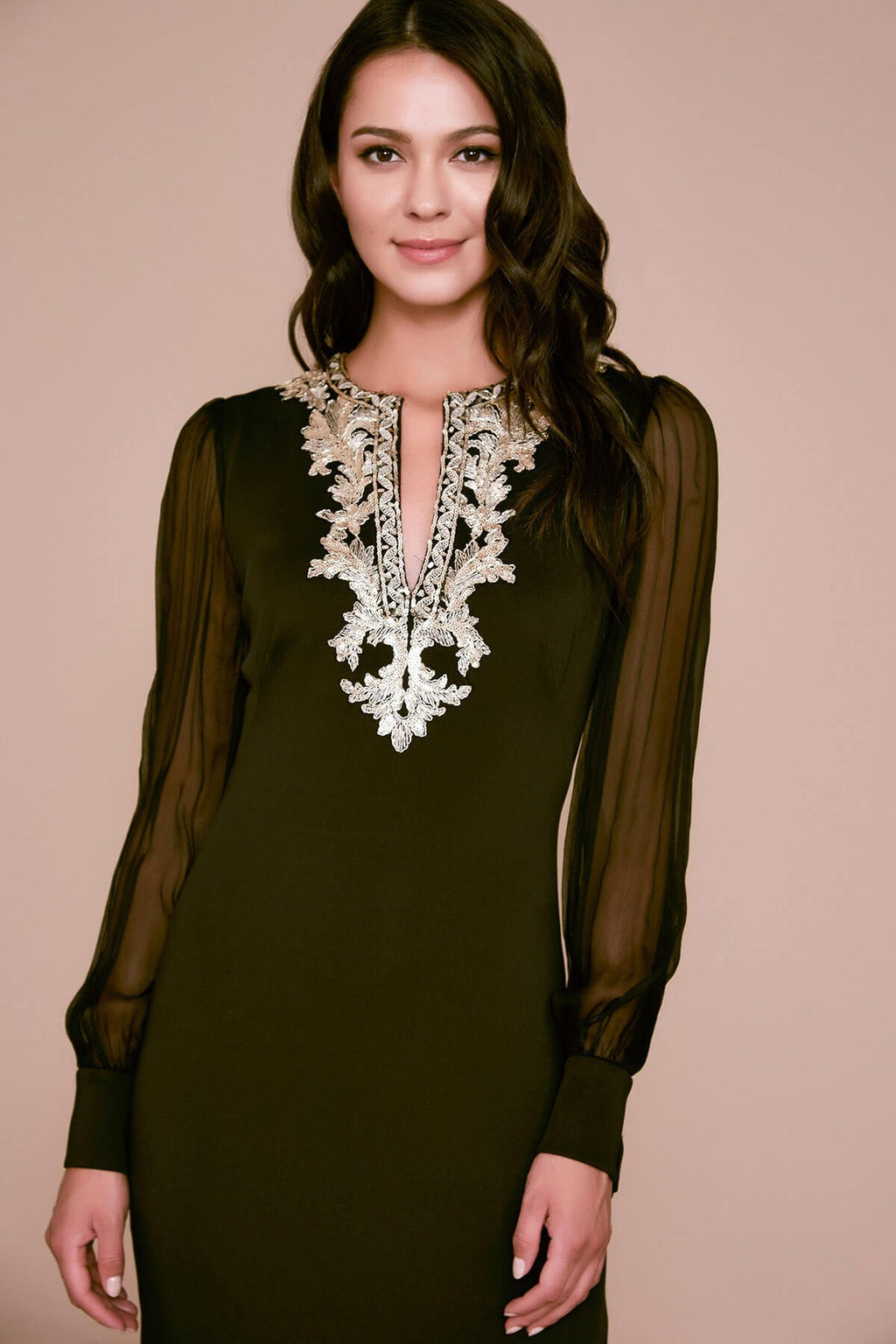 Berch Long-Sleeve Neoprene Sequin Dress