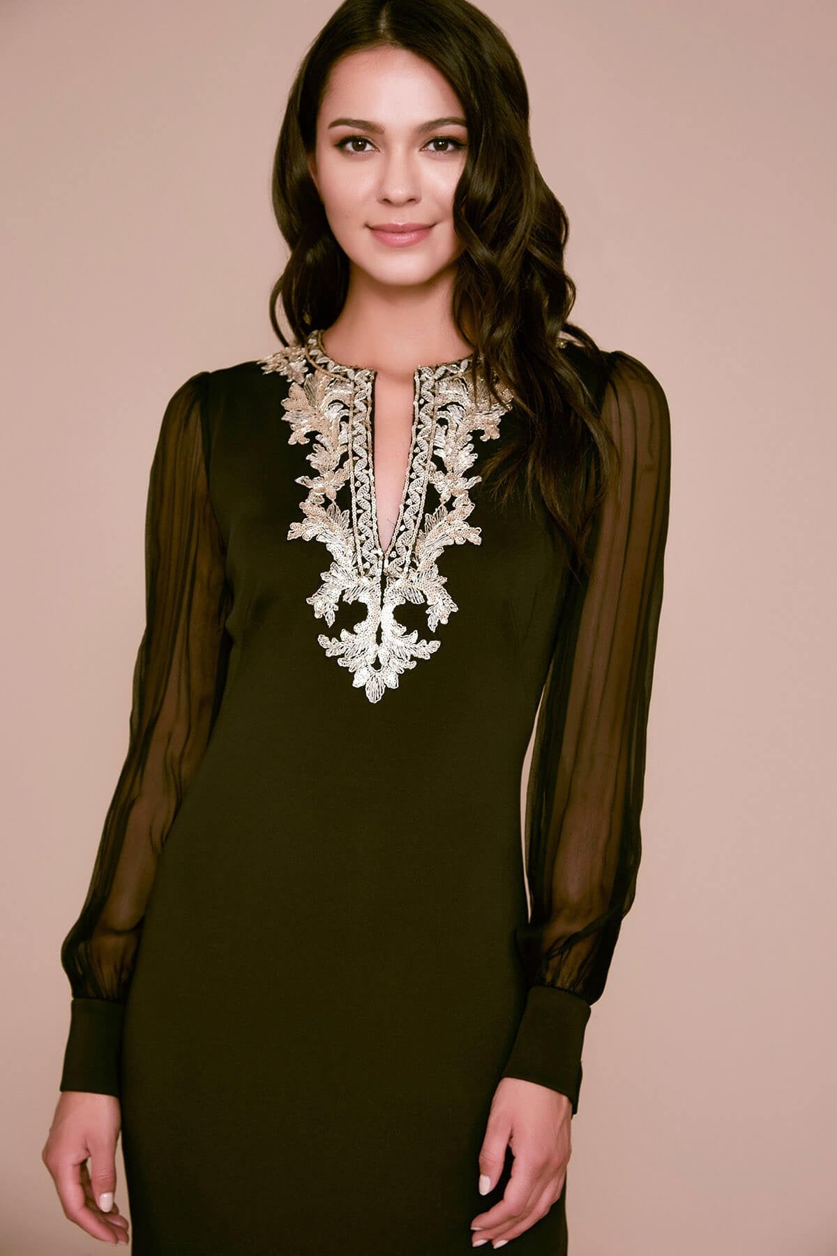 Berch Long-Sleeve Neoprene Sequin Dress
