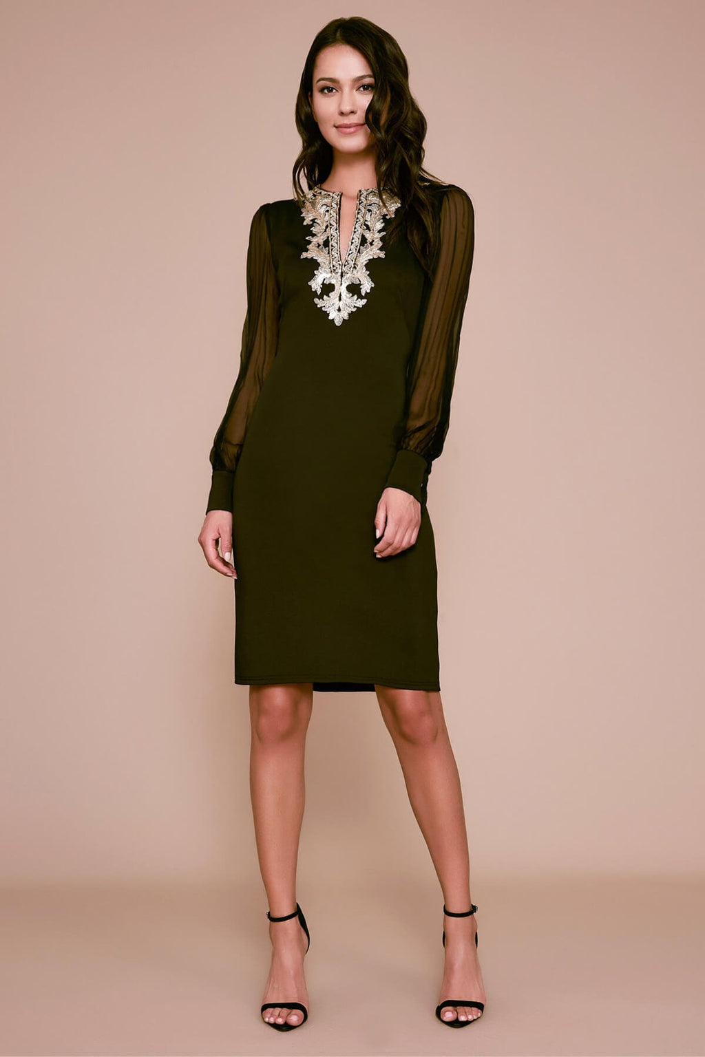 Berch Long-Sleeve Neoprene Sequin Dress