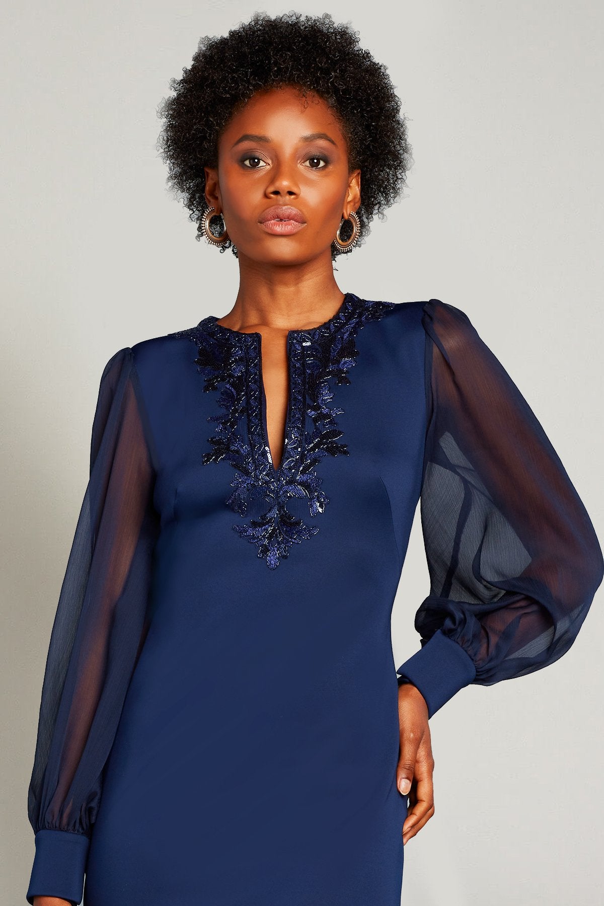 Berch Long-Sleeve Neoprene Sequin Dress