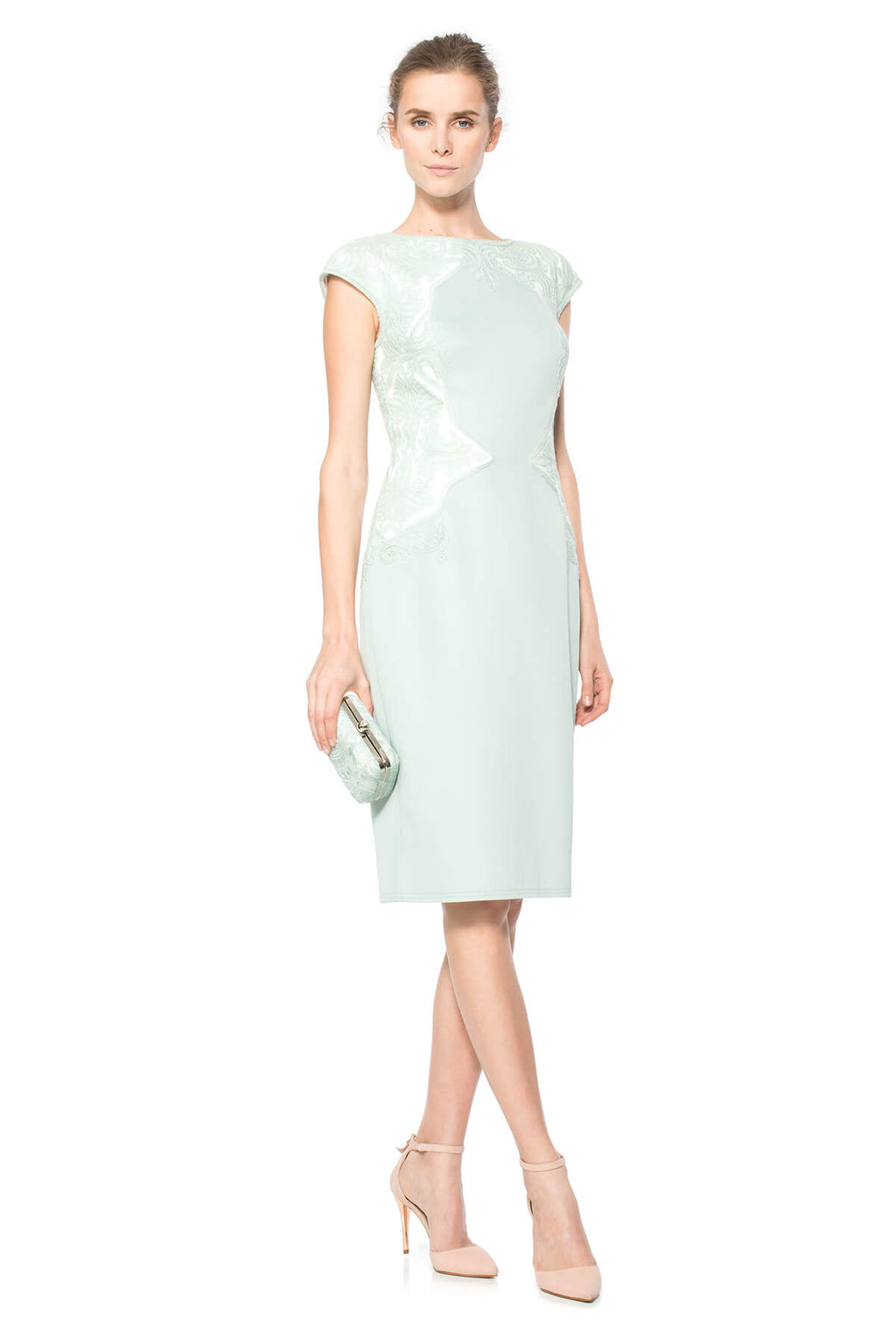 Frosted Jade Neoprene Cap Sleeve Dress