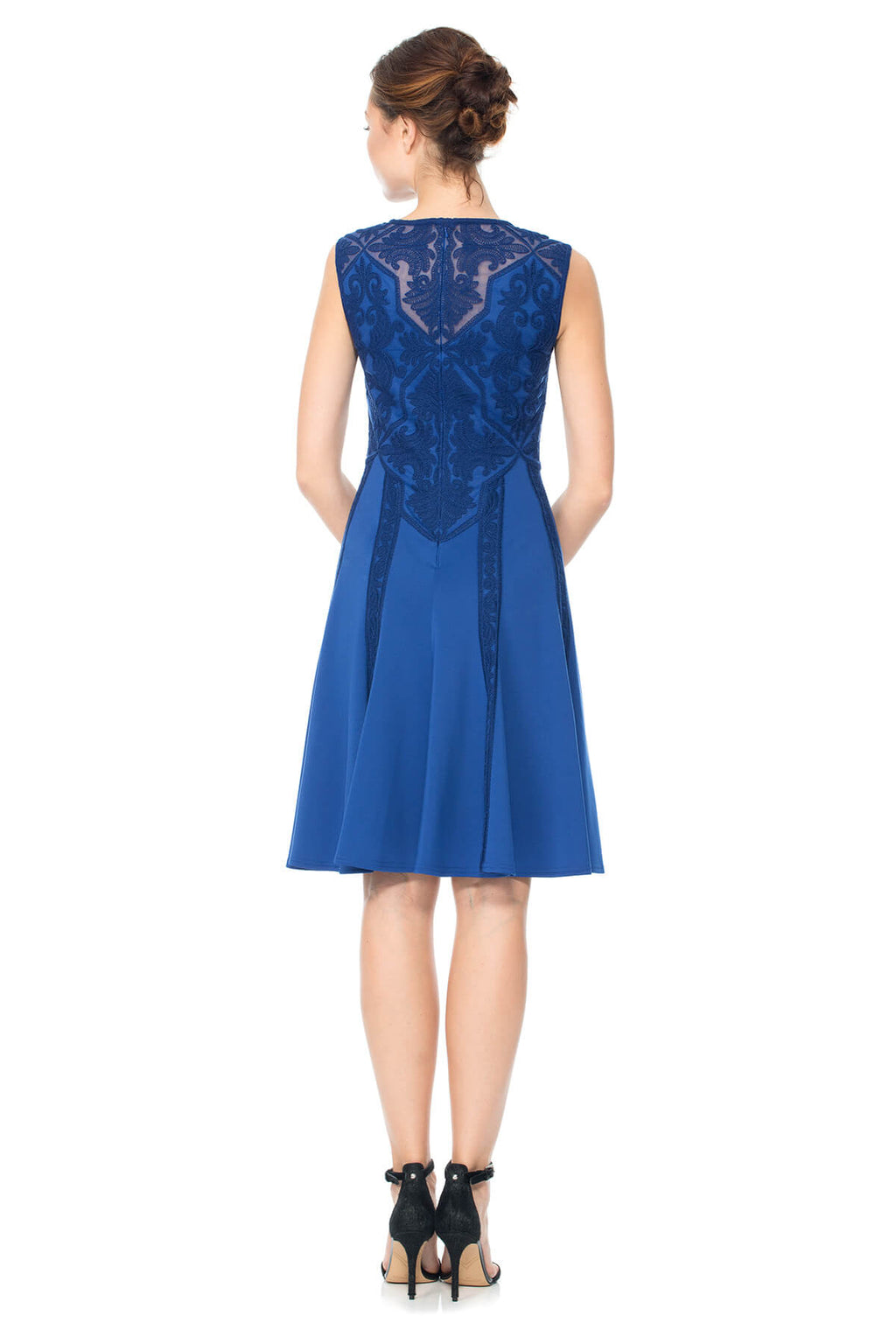 Deep Lagoon Embroidered Neoprene Dress