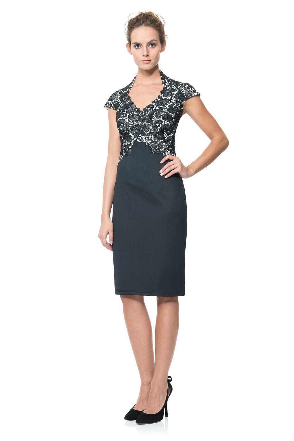Colorblocked Lace Dress