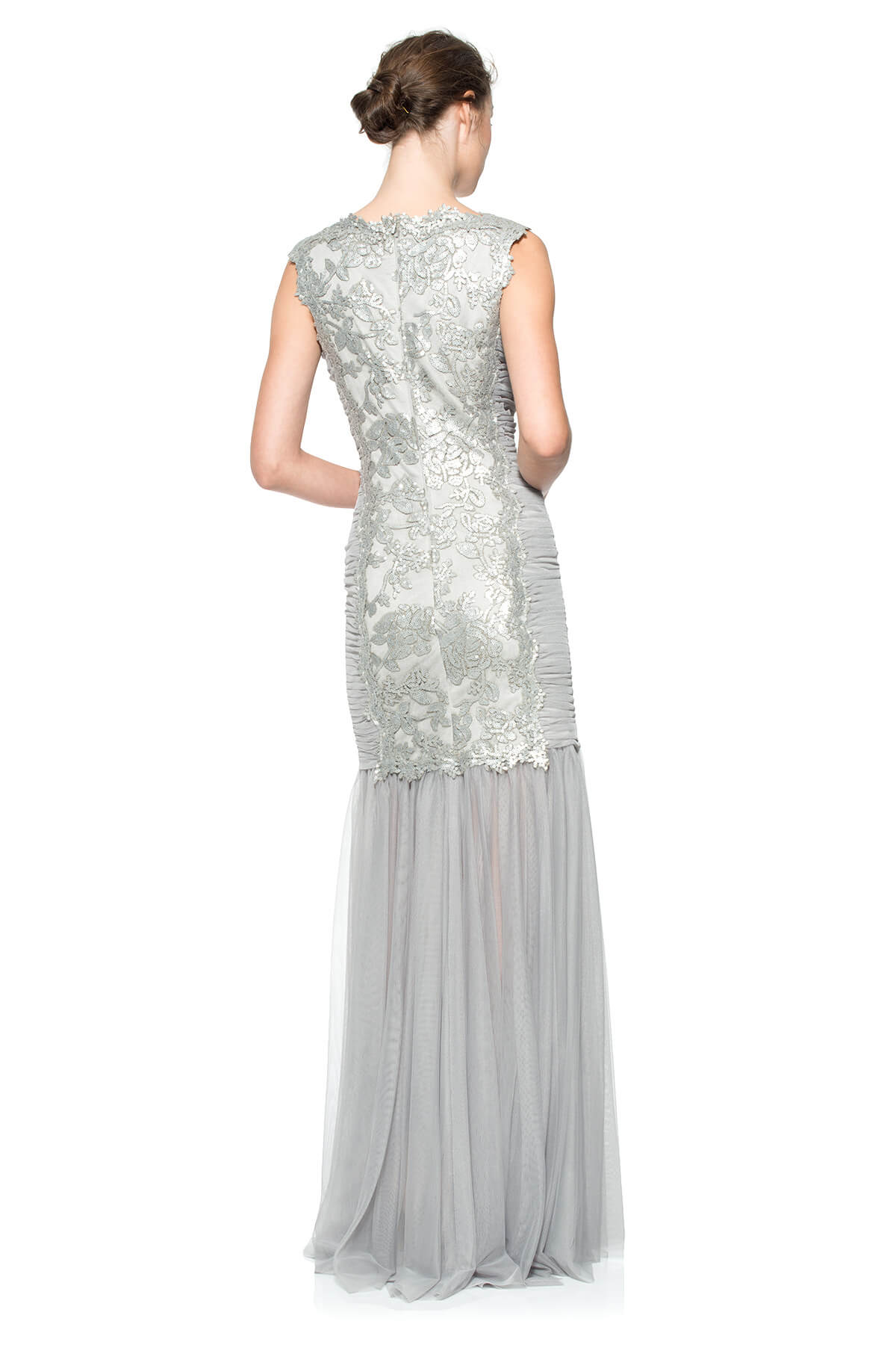 Paillette Embroidered Lace and Tulle Gown