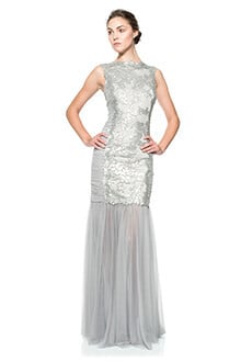 Paillette Embroidered Lace and Tulle Gown