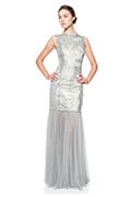 Paillette Embroidered Lace and Tulle Gown
