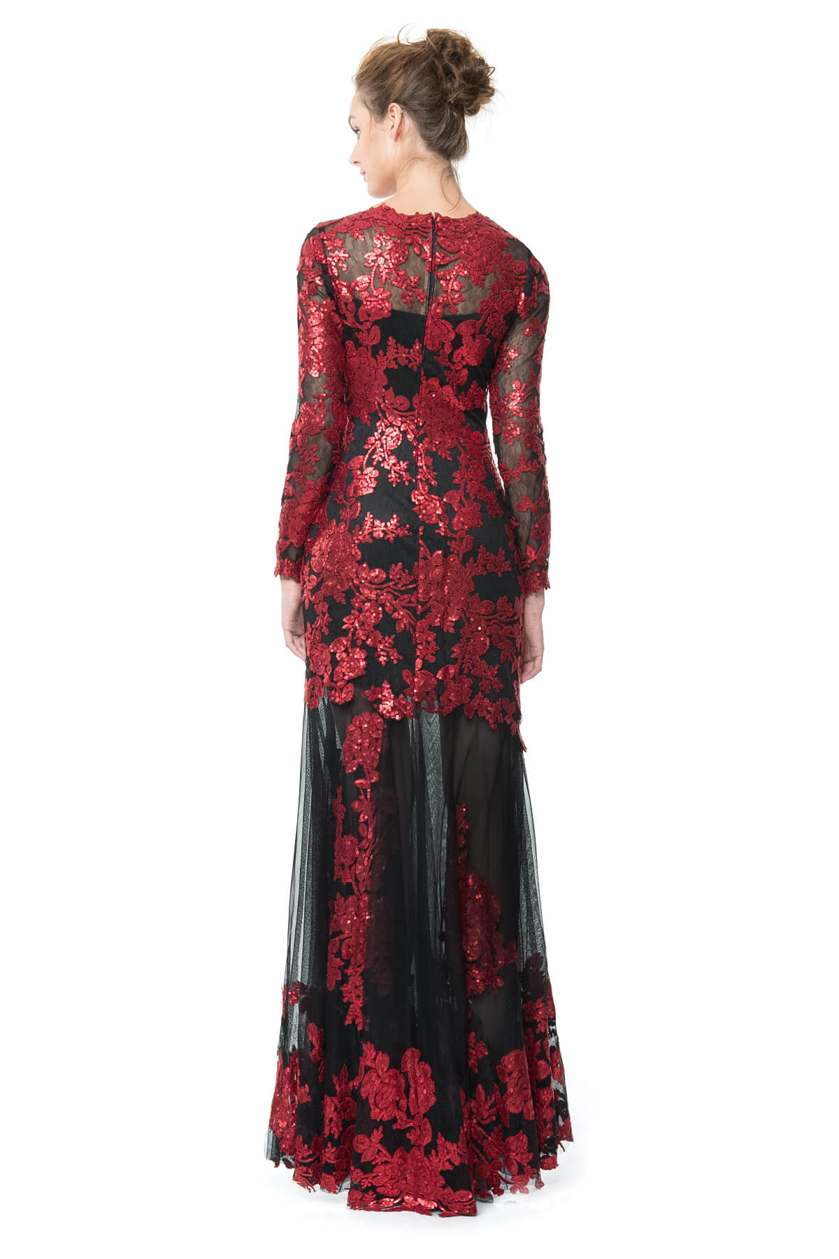 Paillette Embroidered Lace Gown