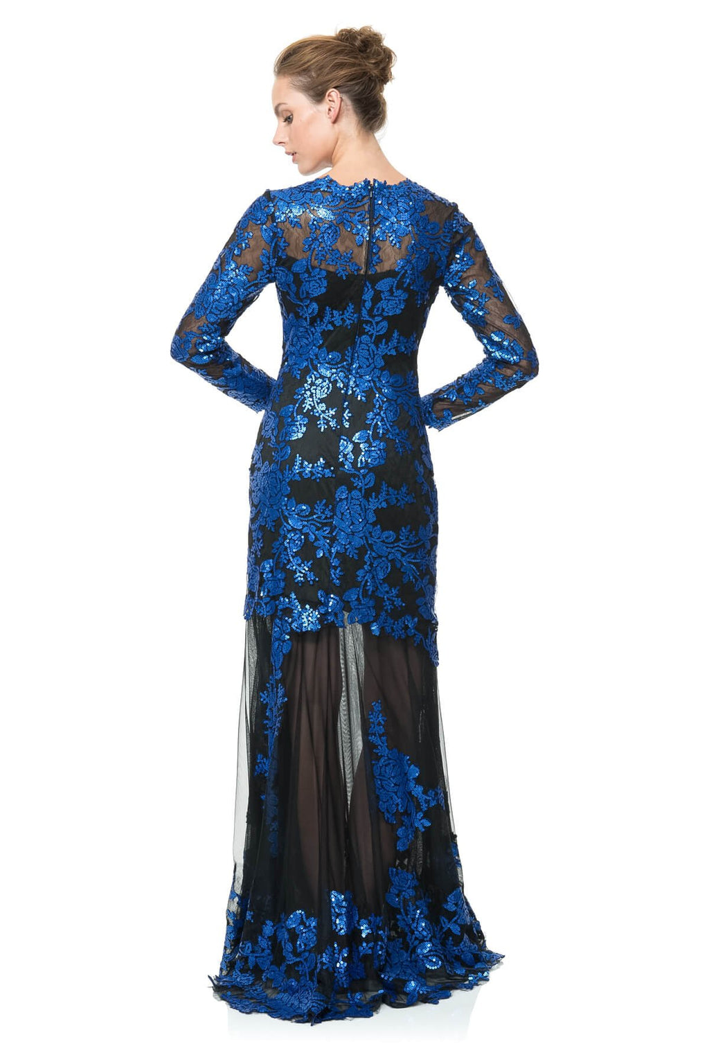 Paillette Embroidered Lace Gown