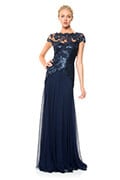 Paillette Embroidered Lace and Chiffon Skirt Gown
