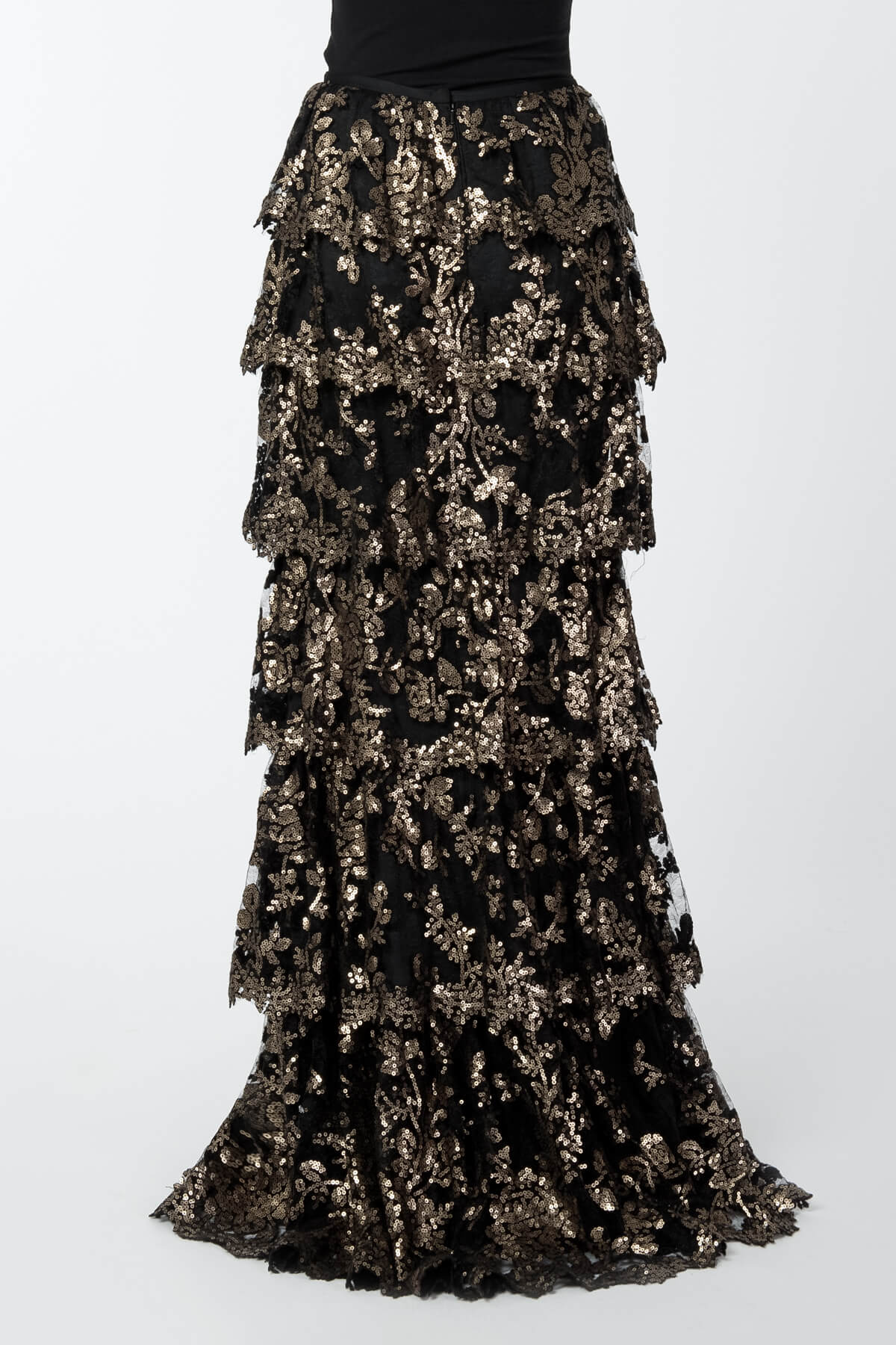 Paillette Embroidered Tiered Skirt