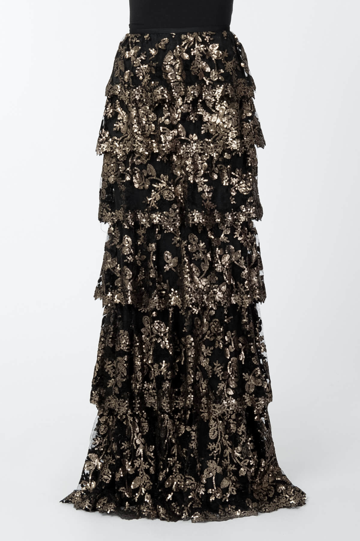 Paillette Embroidered Tiered Skirt