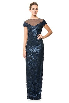 Paillette Embroidered Lace and Tulle Gown