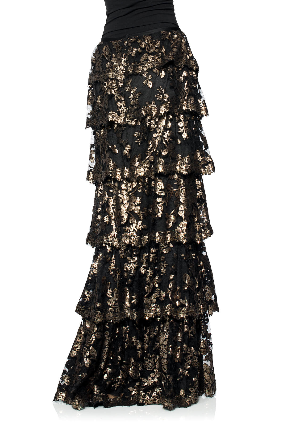 Paillette Embroidered Tiered Skirt