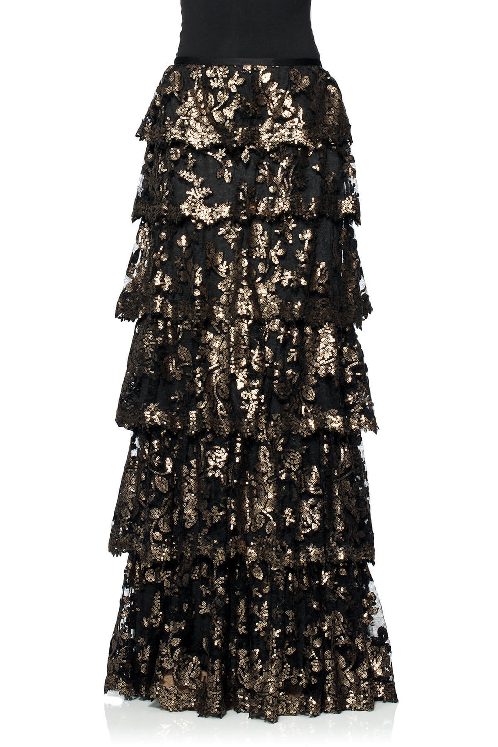 Paillette Embroidered Tiered Skirt
