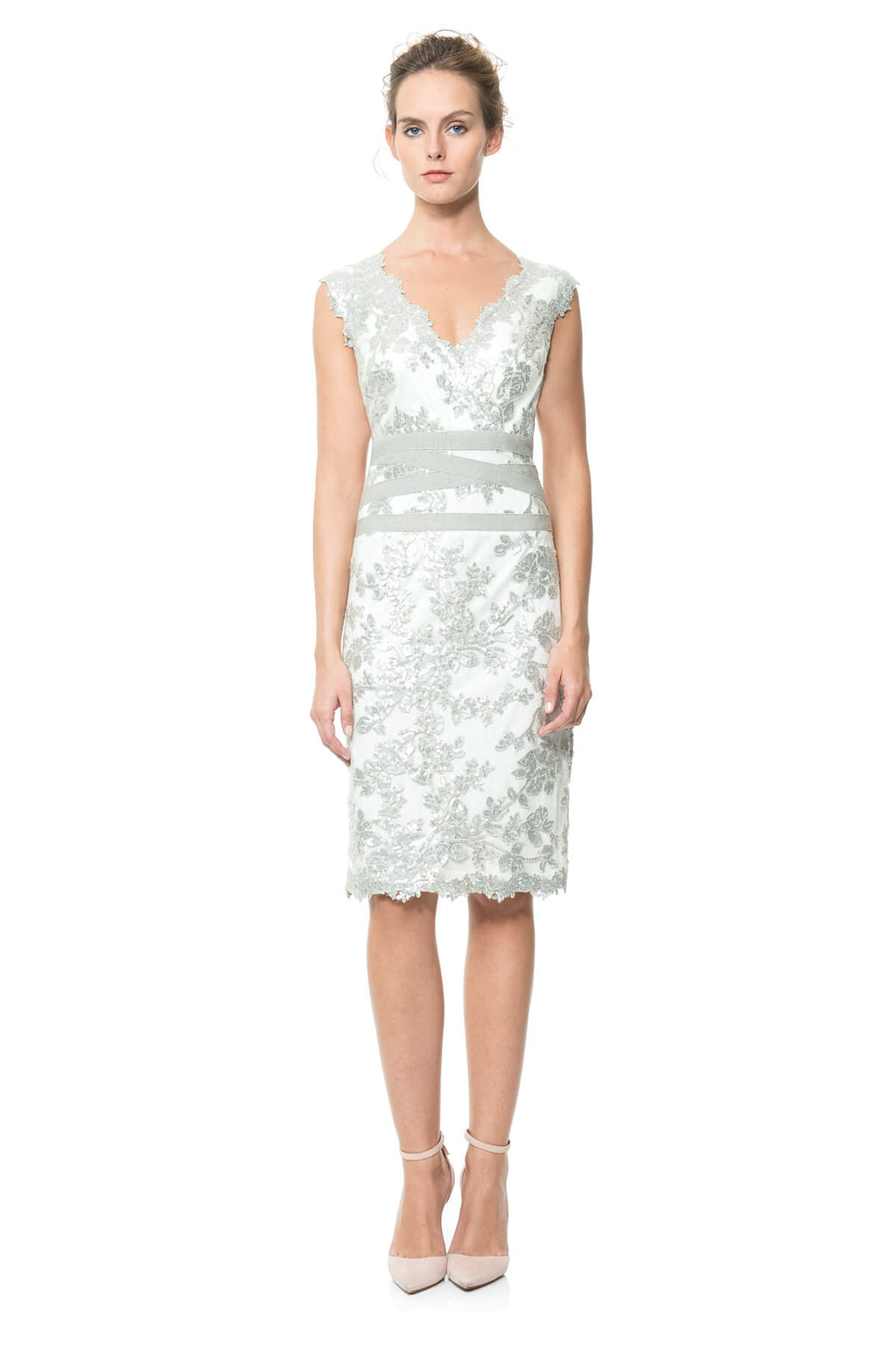 Paillette Embroidered Lace Banded Dress