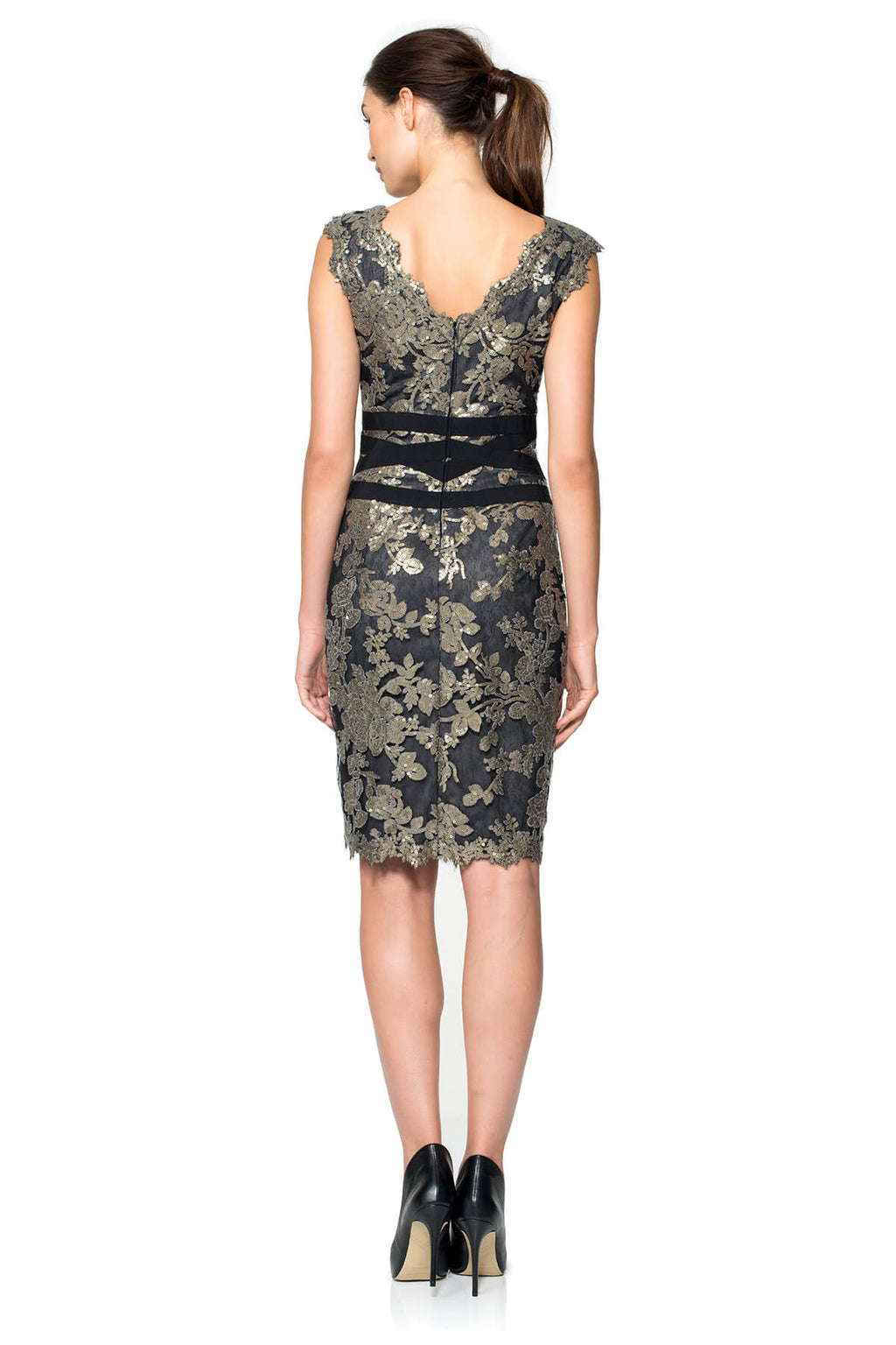Paillette Embroidered Lace Banded Dress