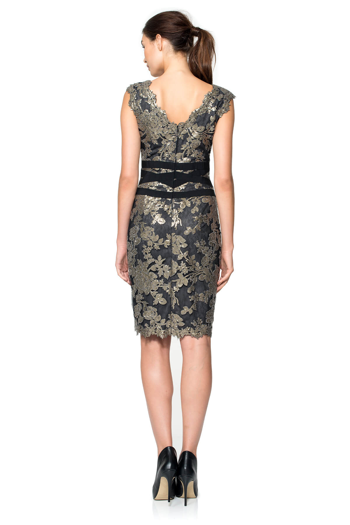 Paillette Embroidered Lace Banded Dress