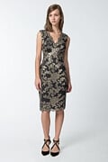 Paillette Embroidered Lace V-Neck Dress in Smoke Pearl