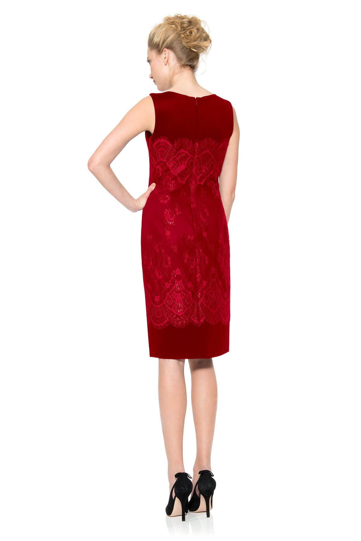 Neoprene and Metallic Lace Sheath Dress