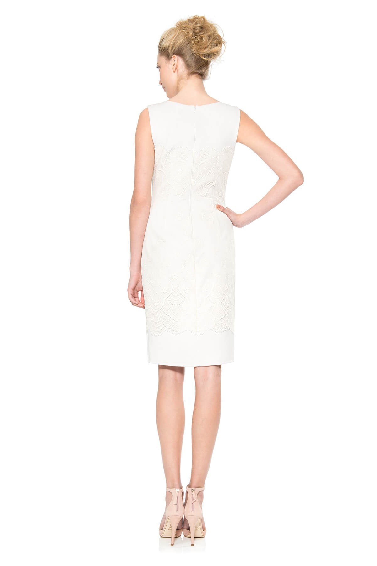 Neoprene and Metallic Lace Sheath Dress
