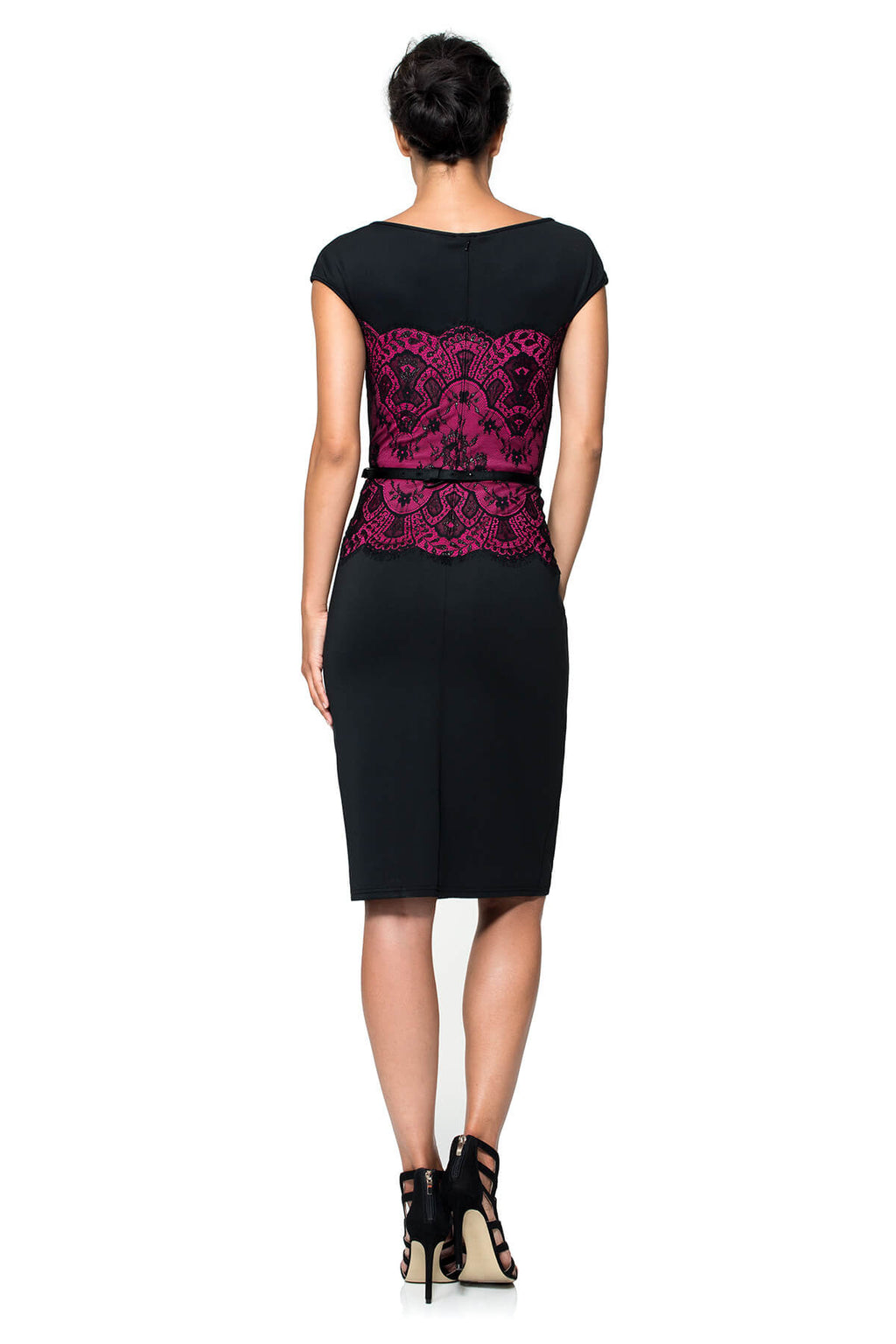 Neoprene and Lace Overlay Dress