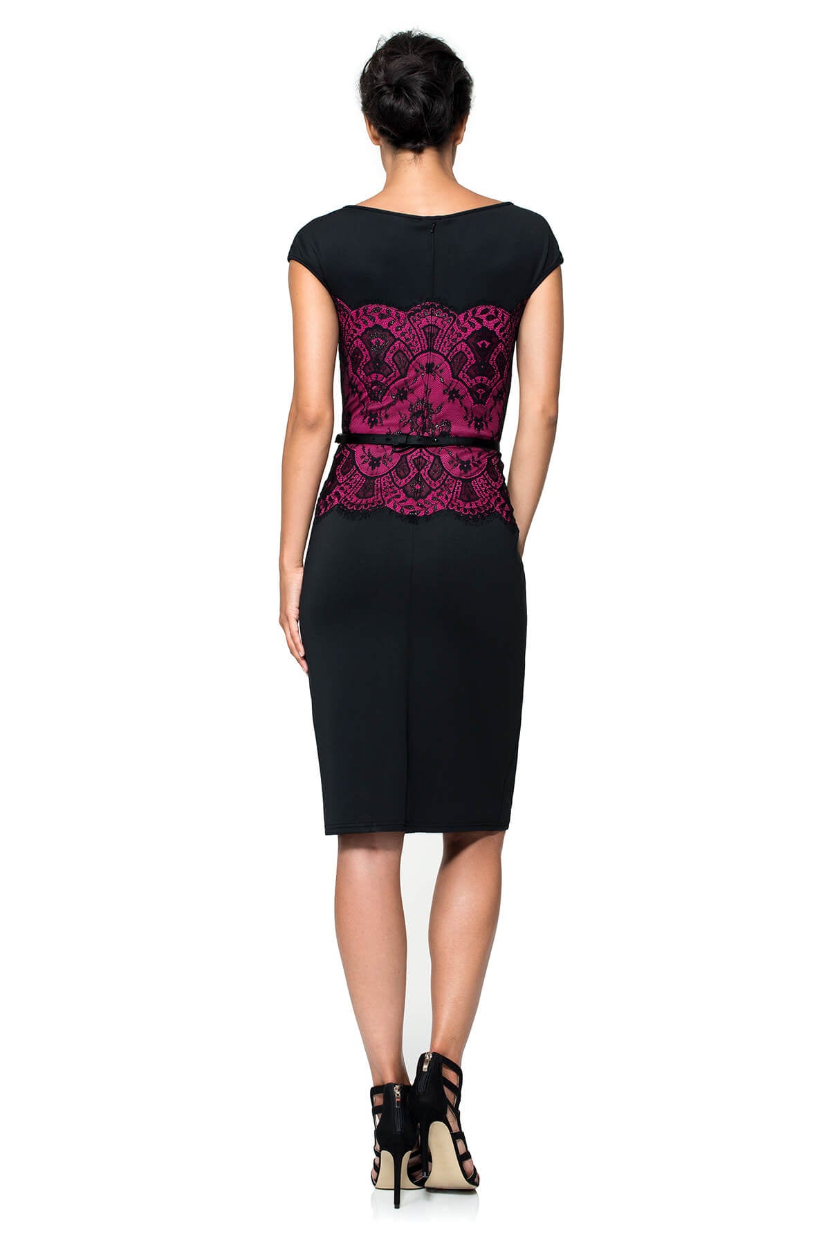 Neoprene and Lace Overlay Dress
