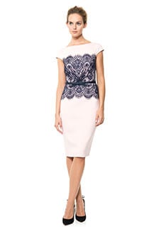 Neoprene and Lace Overlay Dress