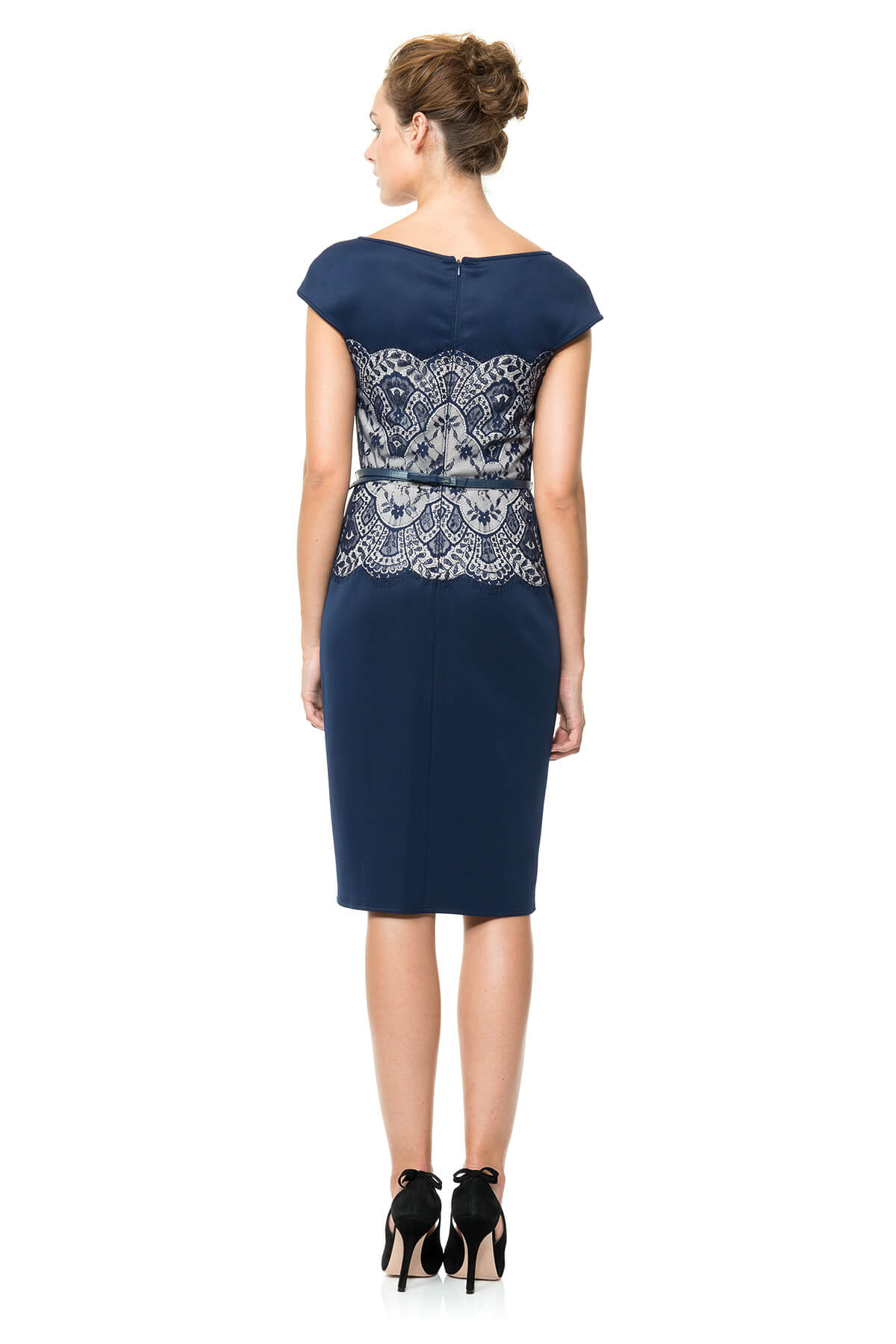 Neoprene and Lace Overlay Dress