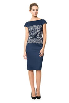 Neoprene and Lace Overlay Dress