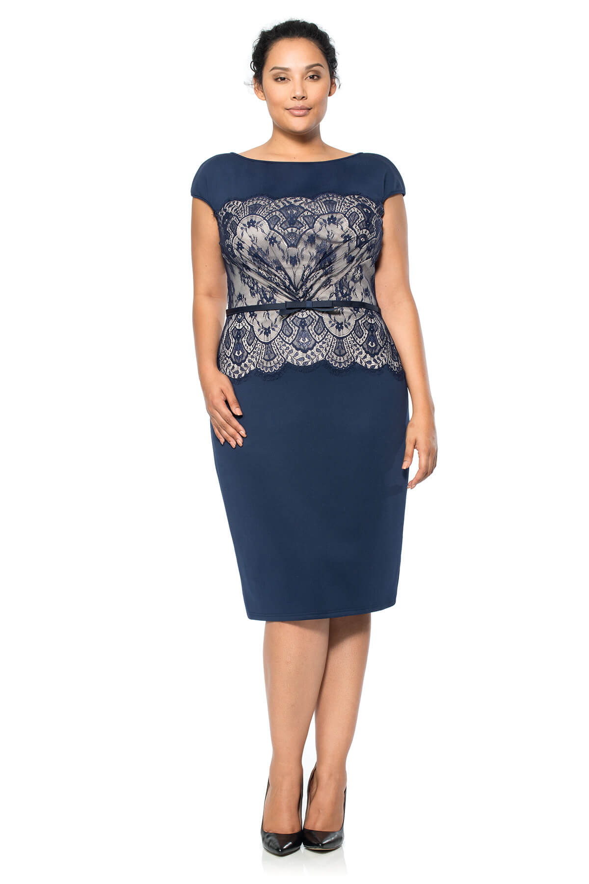 Neoprene and Lace Overlay Dress - PLUS SIZE
