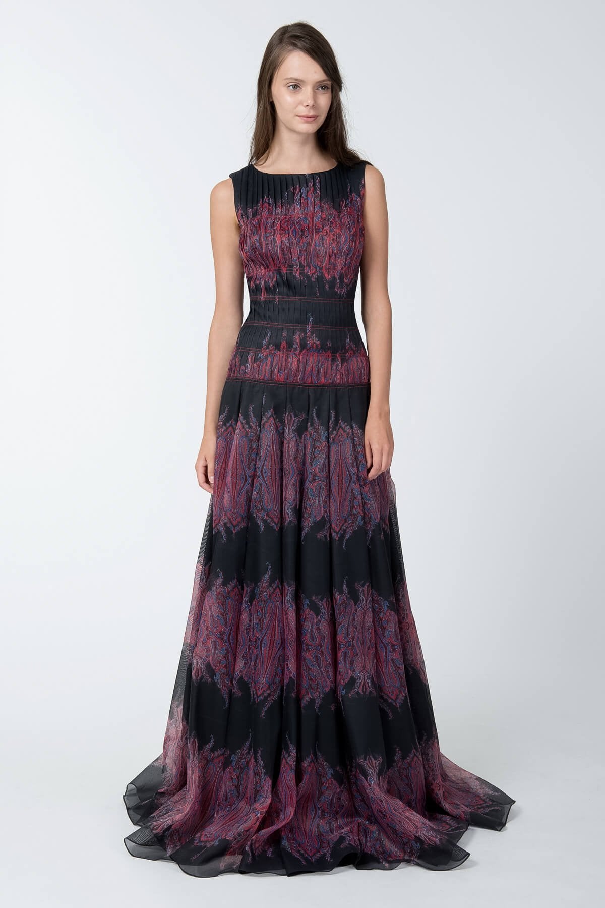 Paisley Print Gazar Gown