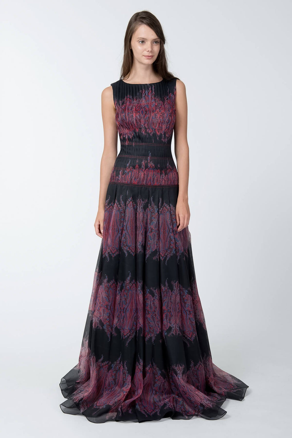 Paisley Print Gazar Gown