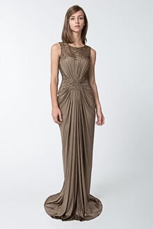 Metallic Draped Gown in Antique Gold