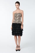 Guipure Lace Strapless Dress in Taupe / Black