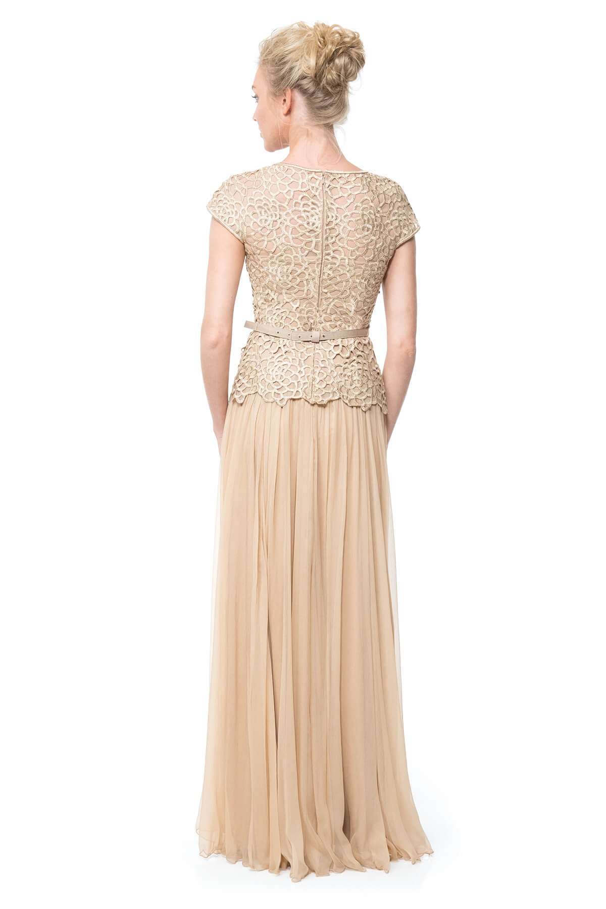 Guipure Lace and Chiffon Gown