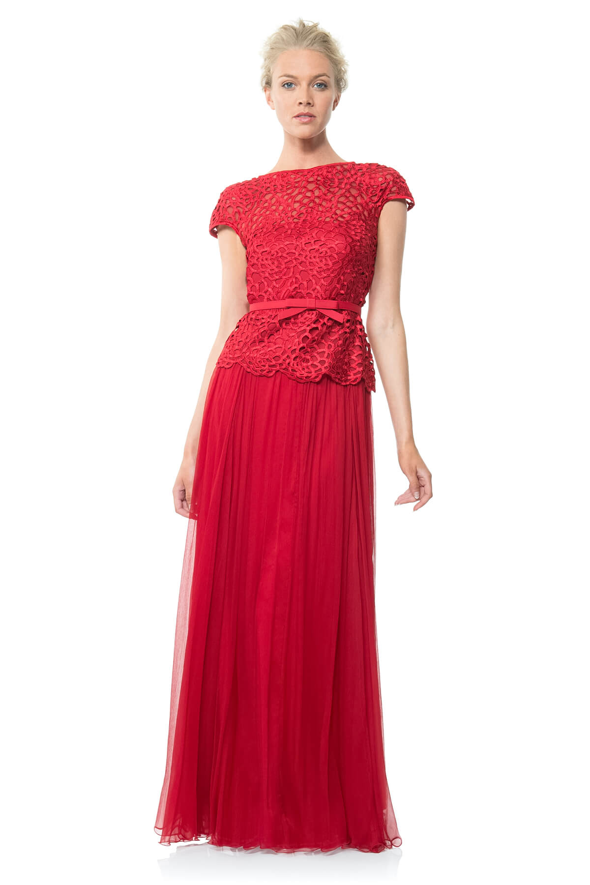 Guipure Lace and Chiffon Gown
