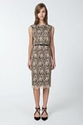 Guipure Lace Dress in Taupe / Black