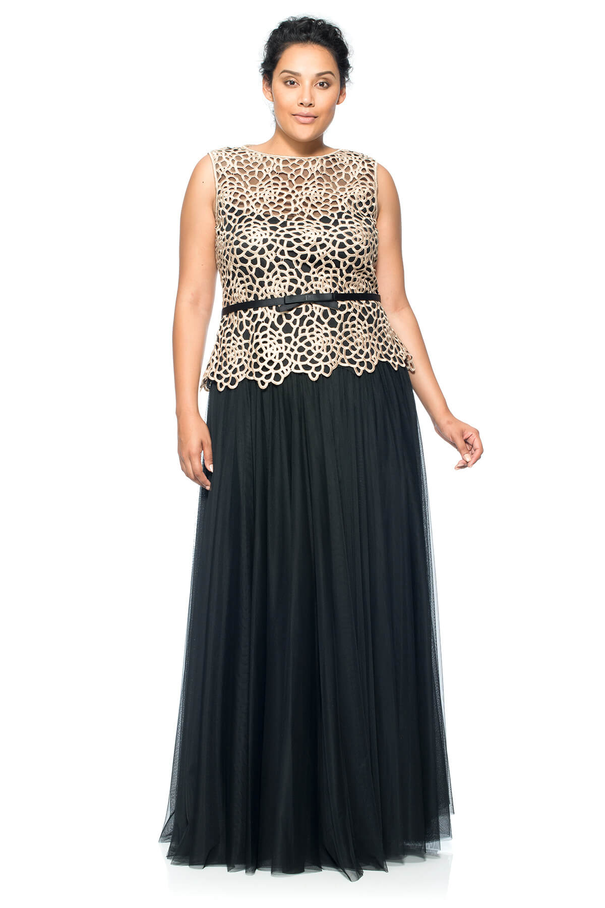 Tadashi Shoji Plus Size - Guipure Lace and Tulle Gown